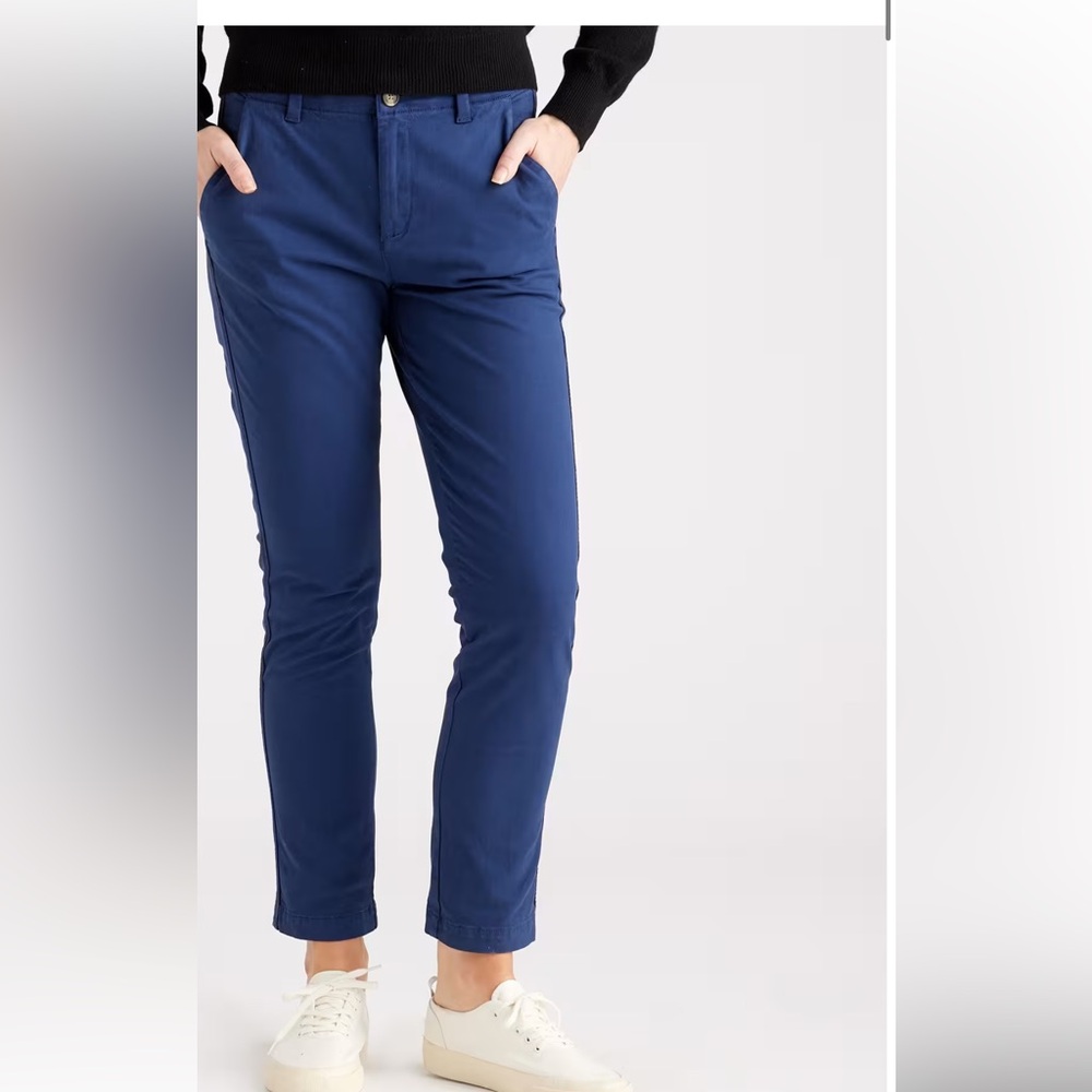 Quince women black stretch cotton twill girlfriend chino pants size 32 NWT